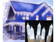 Set of 70 Pure White LED M5 Twinkle Icicle Christmas Lights White Wire