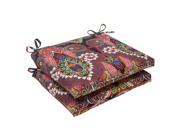 Set of 2 Black Paisley Maze Outdoor Patio Squared Seat Cushions 18.5