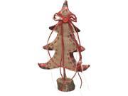16 Burlap and Plaid Decorative Table Top Christmas Tree on Wooden Base