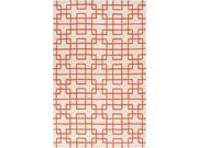 3.25 x 5.25 Squared Illusion Vermillion Red and White New Zealand Wool Area Throw Rug