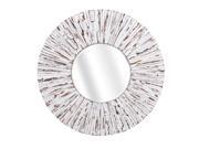38 Lillianna Rustic White Washed Round Wooden Wall Mirror
