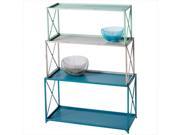 3 Piece Distressed Teal Gray and Seafoam Green Stackable Display Book Shelf 35.75