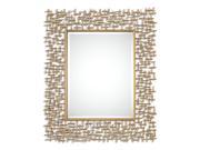 Rectangular Beveled Wall Mirror with Heavy Antiqued Gold Leaf Welded Tube Frame