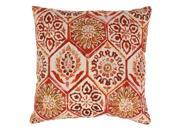 Summer Breeze Crimson Red Radial Tile Pattern Cotton Floor Pillow 23 x 23