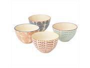 Pack of 8 Hand Painted Swirl and Wave Patterned Mutli Color Stoneware Bowls 5