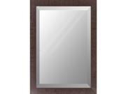 41 Brown Expresso Linen Wooden Framed Beveled Rectangular Wall Mirror