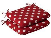 Pack of 2 Outdoor Patio Furniture Chair Seat Cushions Red White Polka Dot