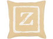 18 Autumn Yellow and Ivory Z Big Kid Blocks Decorative Throw Pillow Down Filler