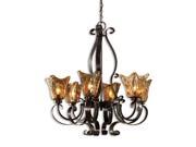 31 Hand Made Rustic Gold Glass European Iron Works 6 Light Hanging Chandelier