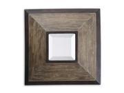 Set of 4 Beveled Dark Bronze Bordered Wooden Framed Square Wall Mirrors 16