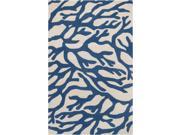 8 x 11 Connecting Branches White and Blue Hand Tufted Wool Area Throw Rug