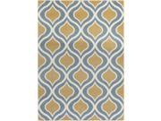 9.25 x 12.5 Gated Raindrops Steel Blue Gold and Ivory Decorative Area Throw Rug