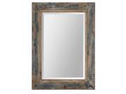 38 Rustically Distressed Slate Blue Framed Beveled Rectangular Wall Mirror