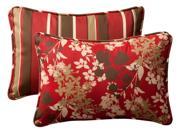 Pack of 2 Rectangular Throw Pillows 24.5 Reversible Tropical Red Stripe