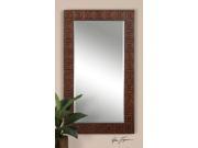 71 Large Elegant Rectangular Brown and Gold Beaded Detailed Wall Mirror
