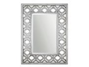 40 Parma Rectangular Beveled Wall Mirror with Decorative Silver Leaf Cut Out Frame