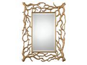 26.5 Branching Out Beveled Rectangular Wall Mirror with Gold Leaf Finish Frame