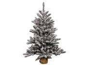 2 x 14 Pre Lit Flocked Anoka Pine Artificial Christmas Tree in Burlap Base Clear Dura Lights