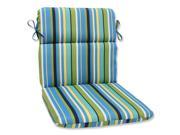 40.5 Strisce Luminose Blue Green and Yellow Striped Outdoor Patio Rounded Chair Cushion