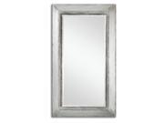 73.5 Oversized Beveled Rectangular Wall Mirror with Distressed Aged Silver Frame