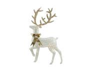 46 Lighted 2 D Silver Glitter Reindeer Christmas Yard Art Decoration