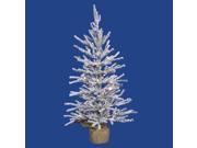 2 x 14 Pre Lit Flocked Angel Pine Artificial Christmas Tree in Burlap Base Clear Dura Lights