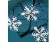 Set of 5 Polar White LED Lighted Snowflake Icicle Christmas Lights White Wire