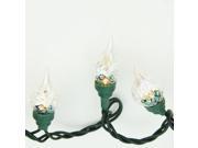 Set of 35 Clear Facted Flame Tip Glass Bulb C5 Christmas Lights Green Wire