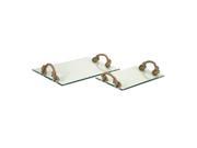 Set of 2 Glass Trays with Natural Jute Rope Handles 20