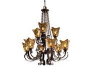 38 Hand Made Rustic Gold Glass European Iron Works 9 Light Hanging Chandelier