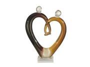 11 Taupe and Copper Hearts Sculpture Decorative Hand Blown Art Glass Figurine