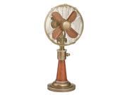 24 Stylish Gold Base and Neck with Cherry Wood Grain Body Table Top Fan