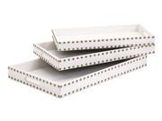 Set of 3 Glamorous Leather Look Decorative Trays with Gold Studded Design 22