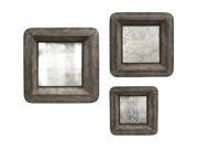 Set of 3 Ridgewood Dark Gray Patina Finish Mirrored Tray Wall Decorations
