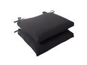 Set of 2 Solid Dark Gray Outdoor Patio Squared Seat Cushion with Ties 18.5