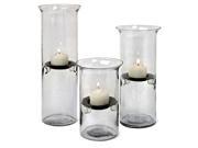 Set of 3 Cylindrical Glass Tea Light Candle Holders