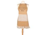 27.5 Fawn Brown Heat in the Kitchen Embroidered Chefs Apron with Striped Trim