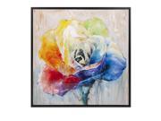 40 Multi Colored Rainbow Rose Flower Framed Square Oil Painting Wall Art Decor