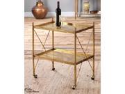 30 Gold Forged and Cast Iron w Tempered Glass Decorative Serving Cart