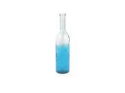 29.75 Small Transparent Sea Blue and Clear Ombre Recycled Glass Bottle Vase