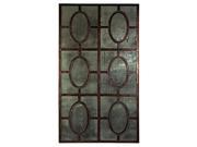52 Large Dramatic Geometric Patterned Antiqued Iron Wall Mounted Mirror