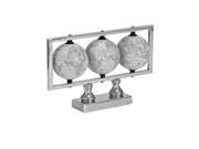 11 Black and White Trio of World Globes and Aluminium Base Frame Table Top Decor