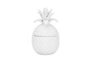7.75 Good Cheer Coconut White Pineapple Fruit Lidded Ceramic Jar Canister