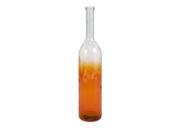 39.5 Large Transparent Mandarin Orange and Clear Ombre Recycled Glass Bottle Vase