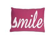20 Embroidered Pink and White Smile Decorative Throw Pillow