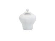 20.5 Gustavo Natural White Textured Lidded Short Ceramic Urn