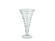 11.75 Transparent Glass Trumpet Vase with Decorative Spiral Accent