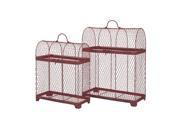 Set of 2 Good Luck Crimson Red Wire Decorative Bird Cages 20
