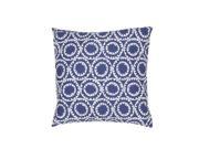 18 Royal Blue and Ivory Geometric Pattern Decorative Throw Pillow