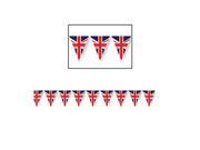 Pack of 12 Red and Blue Union Jack Pennant Banner Hanging Decorations 12